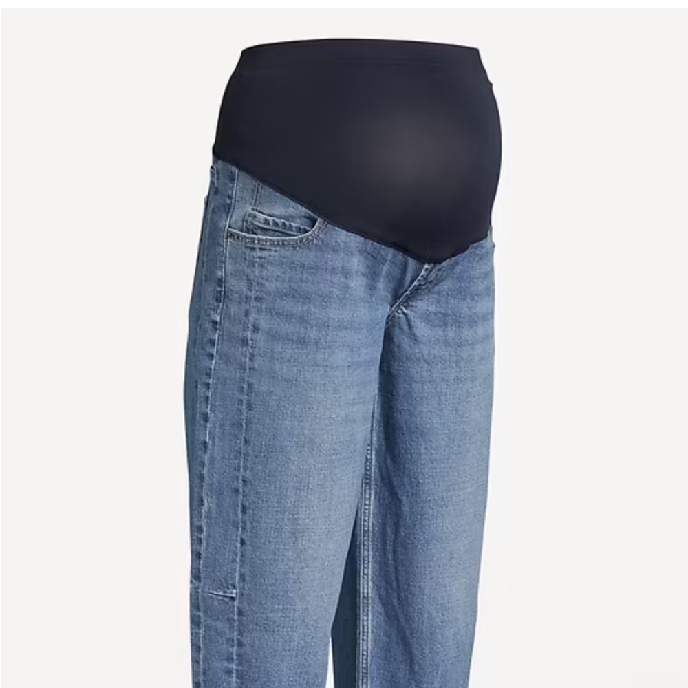Old Navy Light Blue Maternity Boyfriend Jeans with Black Belly Panel
